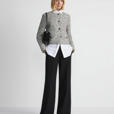 Lafayette 148 New York Jackets & Blazers | Linen-Cotton Boucl Tweed Collarless Buttoned Jacket Black Multi