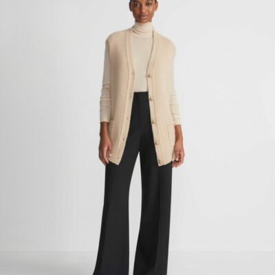 Lafayette 148 New York Sweaters & Knits | Fine Gauge Cashmere Stand Collar Sweater Pampas Plume