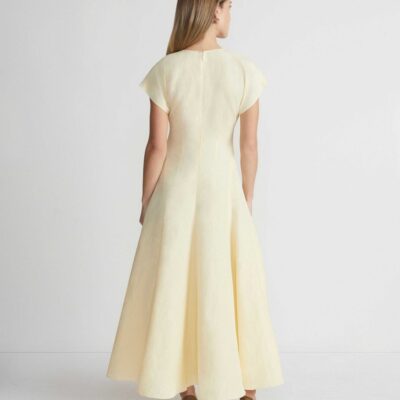 Lafayette 148 New York Dresses | Silk-Linen Flared Dress Yellow Yarrow