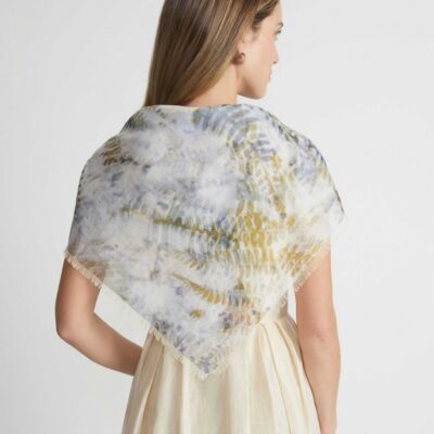 Lafayette 148 New York Wraps & Scarves | Eco Fern Print Cotton-Silk Scarf Sky Blue Multi