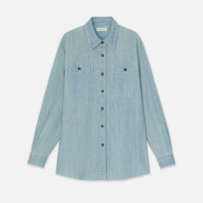 Lafayette 148 New York Denim | Organic Cotton Chambray Pocket Shirt Sunkissed