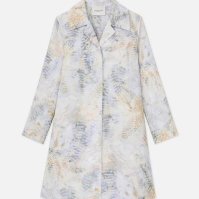 Lafayette 148 New York Jackets & Blazers | Eco Fern Print Linen-Poly Overcoat Bluestone Multi