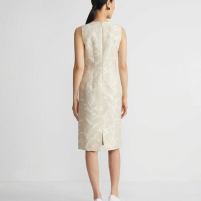 Lafayette 148 New York Dresses | Eco Flora Jacquard Cotton-Silk Sheath Dress Dune Multi