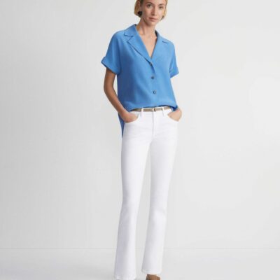 Lafayette 148 New York Blouses & Shirts | Sandwashed Silk Notch Collar Blouse Eucalyptus