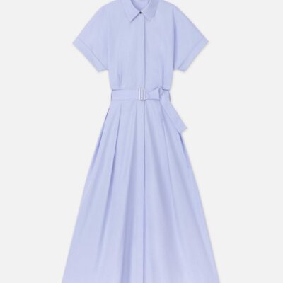 Lafayette 148 New York Dresses | Organic Cotton Poplin Shirtdress Wild Bluet