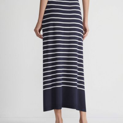 Lafayette 148 New York Skirts | Stripe Responsible Matte Crepe Skirt Ink Multi