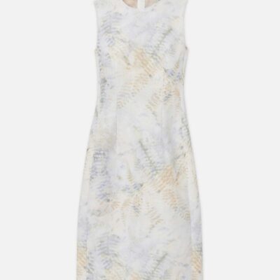 Lafayette 148 New York Dresses | Eco Fern Print Linen-Poly Sheath Dress Bluestone Multi