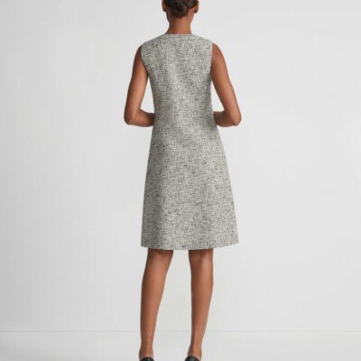 Lafayette 148 New York Dresses | Linen-Cotton Boucl Tweed Buttoned Dress Black Multi