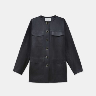 Lafayette 148 New York Jackets & Blazers | Nappa Leather Quilted Coat Black