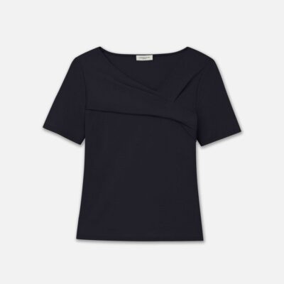 Lafayette 148 New York Tops & Tees | Cotton Rib Twisted V-Neck Tee White