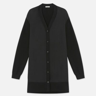 Lafayette 148 New York Sweaters & Knits | Responsible Fine Gauge Merino & Organic Silk Georgette Cardigan Black