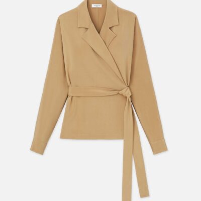 Lafayette 148 New York Blouses & Shirts | Organic Silk Stretch Crepe De Chine Wrap Shirt Jacket Ink