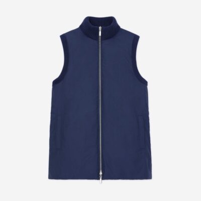 Lafayette 148 New York Jackets & Blazers | Wool Knit & Recycled Poly Quilted Reversible Vest Midnight Blue