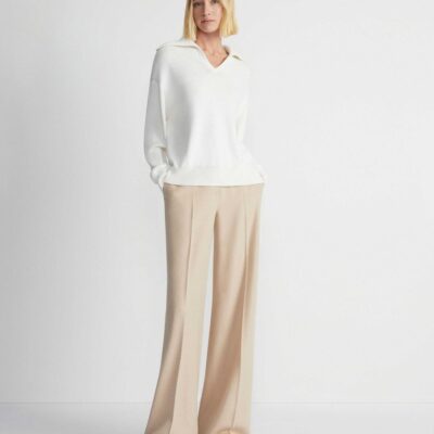 Lafayette 148 New York Sweaters & Knits | Cotton-Silk Tape Collared Sweater Cloud