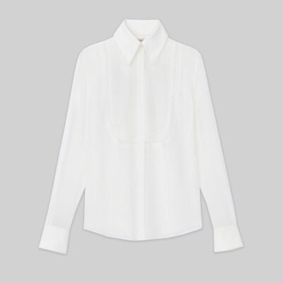 Lafayette 148 New York Blouses & Shirts | Silk Georgette Pintuck Bib Blouse Cloud