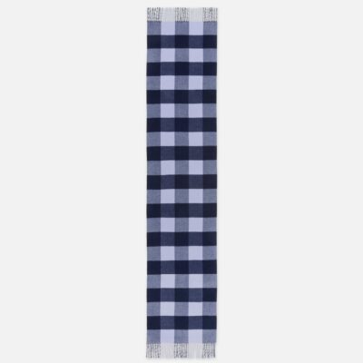 Lafayette 148 New York Wraps & Scarves | Gingham Wool-Cashmere Double Face Reversible Pocket Shawl Midnight Blue Multi