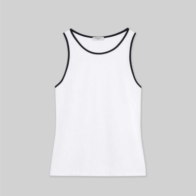 Lafayette 148 New York Tops & Tees | Cotton Rib Tipped Racerback Tank White