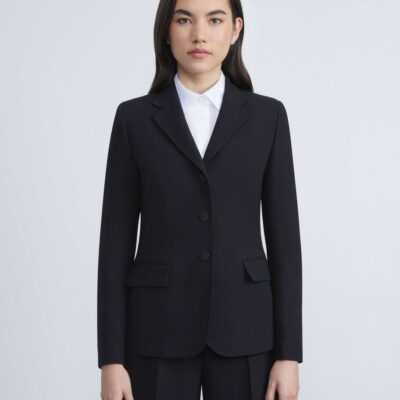 Lafayette 148 New York Jackets & Blazers | Wool-Silk Crepe Three-Button Academy Blazer Black