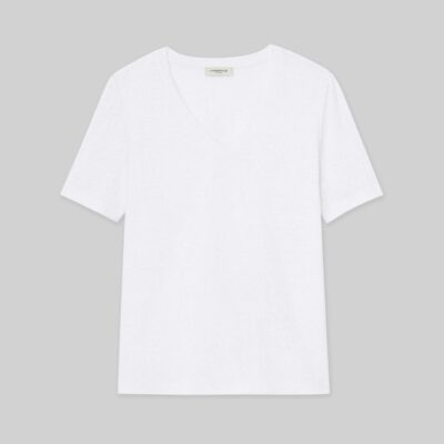 Lafayette 148 New York Tops & Tees | Linen-Cotton Jersey V-Neck Tee Taupe