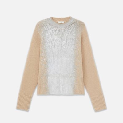 Lafayette 148 New York Sweaters & Knits | Metallic Foil Print Cashmere Crewneck Sweater Dune Foil