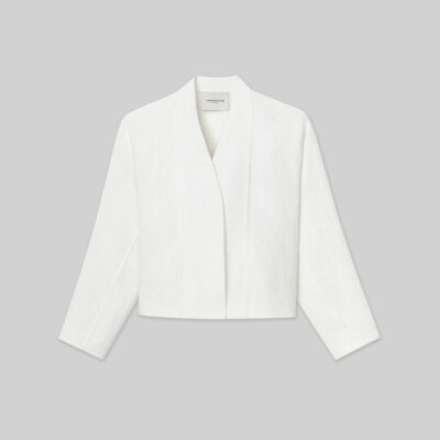 Lafayette 148 New York Jackets & Blazers | Linen Collarless Open Front Jacket White