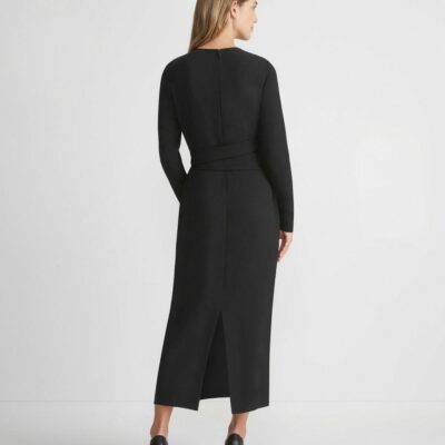 Lafayette 148 New York Dresses | Responsible Finesse Crepe Keyhole Wrap Sash Dress Black