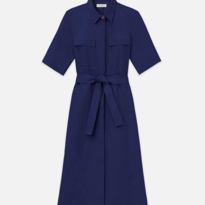 Lafayette 148 New York Dresses | Bi-Stretch Pima Cotton Patch Pocket Shirtdress Stone