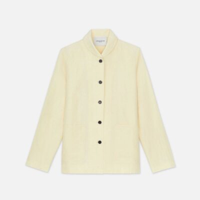 Lafayette 148 New York Jackets & Blazers | Silk-Linen Shawl Collar Shirt Jacket Yellow Yarrow