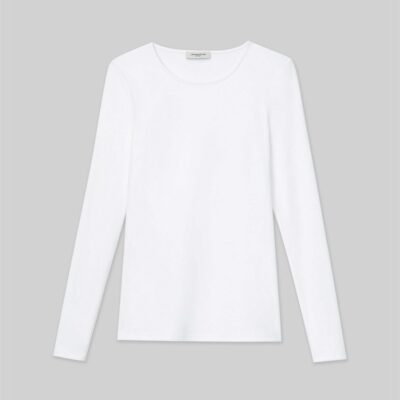 Lafayette 148 New York Tops & Tees | Cotton Rib Crewneck Long Sleeve T-Shirt Black