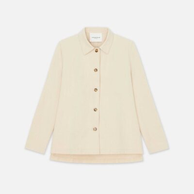 Lafayette 148 New York Jackets & Blazers | Bi-Stretch Pima Cotton Buttoned Shirt Jacket Stone