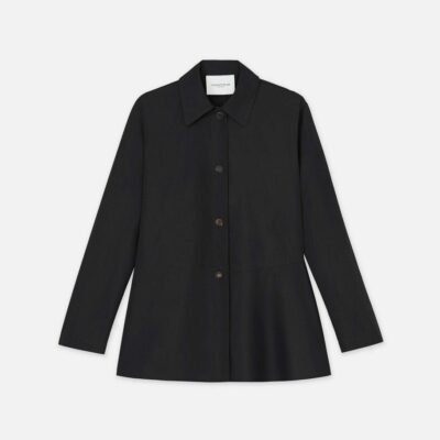 Lafayette 148 New York Jackets & Blazers | Organic Cotton Poplin Flounced Shirt Jacket Cadet Khaki