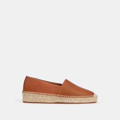 Lafayette 148 New York Ballets | Grained Calfskin Leather Slip-On Espadrille Copper