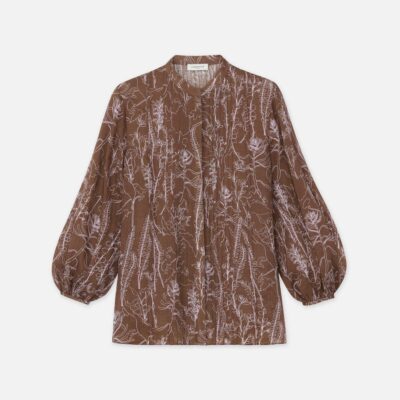 Lafayette 148 New York Blouses & Shirts | Flora Print Sustainable Gemma Cloth Voile Pintuck Blouse Deep Acorn Multi