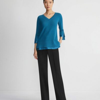 Lafayette 148 New York Sweaters & Knits | Wool-Cashmere Silk Trimmed Sweater Agate Teal