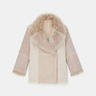 Lafayette 148 New York Jackets & Blazers | Shearling Reversible Double-Breasted Oversized Peacoat Pale Buff