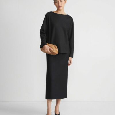 Lafayette 148 New York Skirts | Boiled Wool-Cashmere Jersey Pencil Skirt Black