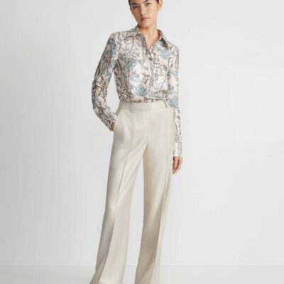 Lafayette 148 New York Blouses & Shirts | Flora Trail Print Silk Twill Collared Blouse Pampas Plume Multi