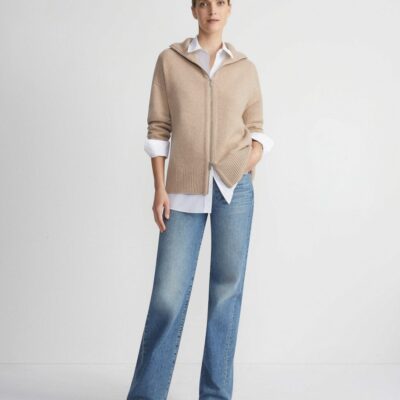 Lafayette 148 New York Sweaters & Knits | Wool-Cashmere Zip Front Cardigan Denim