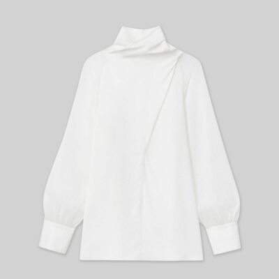 Lafayette 148 New York Blouses & Shirts | Opaque & Sheer Silk Wrap Blouse Cloud